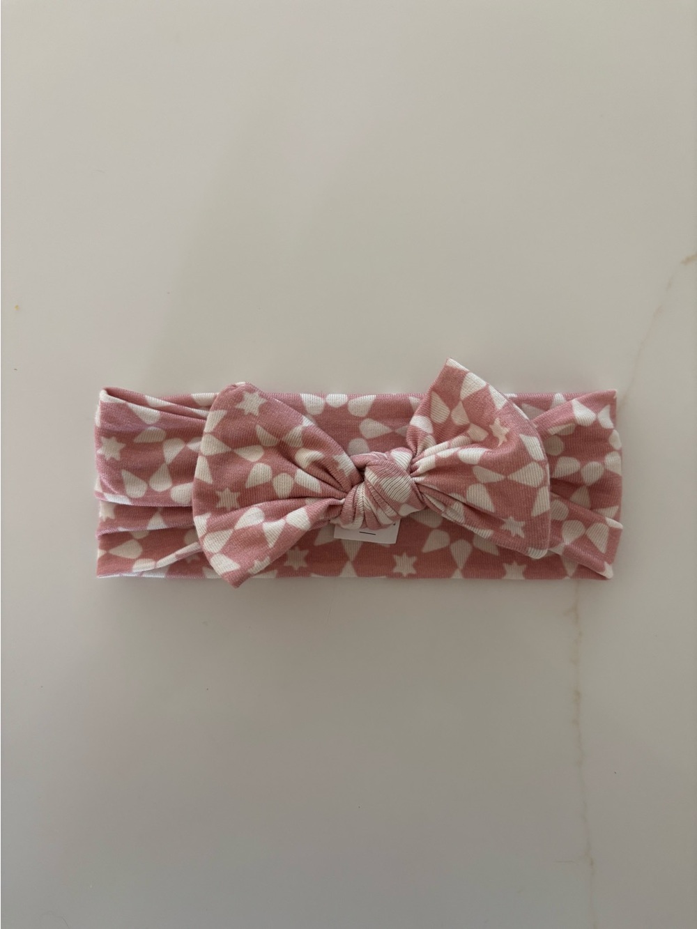 Pink Star Print Knot Bow Headband
